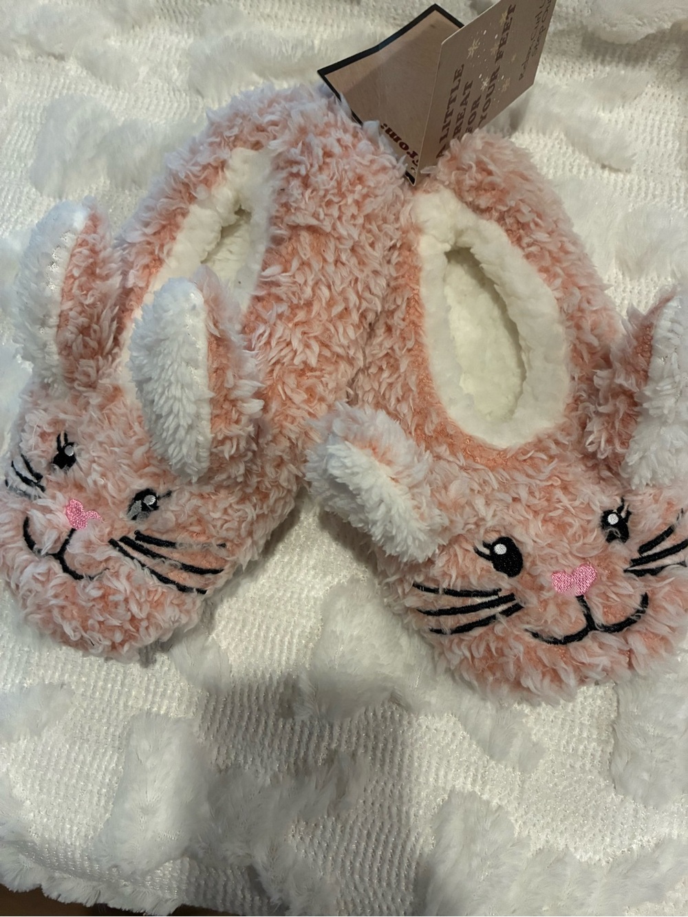 Kids Plush Bunny Slipper Socks - Pink